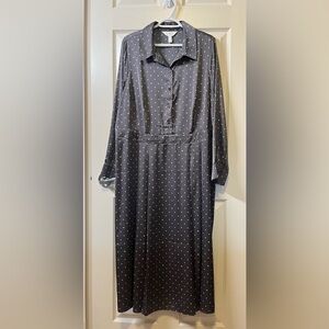 GRAY Sateen Polka-Dot Dress